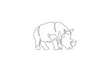 "Minimalist Rhinoceros Drawing: Illustrating Strength and Presence in One Continuous Stroke"