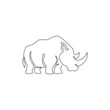 "Minimalist White Rhinoceros Drawing: Expressing Power and Elegance with One Artistic Stroke"