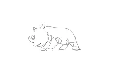 "One Line Rhinoceros Art: Depicting a Mighty African Giant with Minimalist Style"