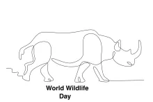 One-Horned Rhino Drawing in One Line: Fun Way to Learn Bold Animal Shapes