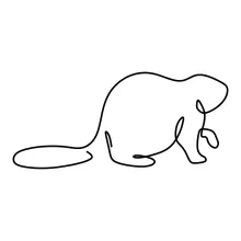 "One Line Funny Beaver Drawing: Capturing a Charming and Playful Animal with Minimalist Art"