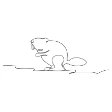 "One Line Standing Beaver Sketch: Illustrating a Skilled Builder with Minimalist Art"