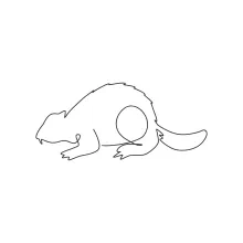 River Beaver Drawing: One Line Art of Water-Loving Animals