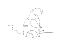 Groundhog in Simple Line Art: Fun Animal Drawing for Beginners