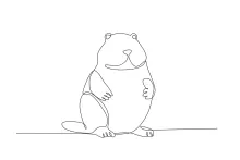 Groundhog Simple Line Drawing: Great for Learning Animal Body Shapes