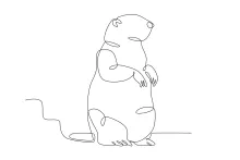 Groundhog One Line Drawing: Learn to Sketch a Digging Animal Simply
