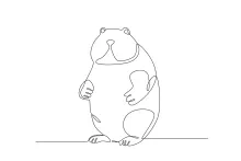 Easy Groundhog in One Line: Practice Drawing with Simple Shapes