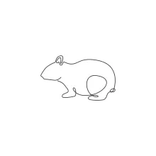"Minimalist Hamster Sketch: A One Line Study of Friendly and Lively Pet Creatures"