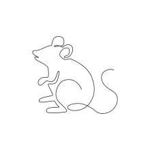 "Minimalist Mouse Illustration: A One Line Study of Playful and Recognizable Wildlife Forms"