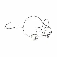 "Minimalist Mouse Art: A One Line Study of Small and Playful Wildlife Figures"