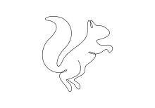 "Single Line Squirrel Illustration: Depicting Agility and Movement with Minimalist Style"