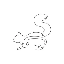 "Minimalist Squirrel Sketch: A One Line Study of Agile and Playful Wildlife Figures"