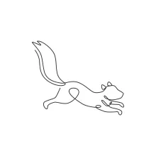 "Minimalist Squirrel Drawing: A One Line Study of Playful and Recognizable Wildlife Figures"