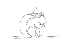 Squirrel in One Line Art: Easy Drawing of a Fun Tree-Climbing Animal