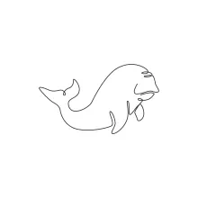 "One Line Funny Dugong Sketch: A Minimalist Approach to Playful Marine Forms"