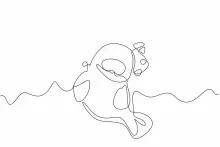 "Minimalist Manatee Sketch: A One Line Study of Calm and Graceful Marine Creatures"