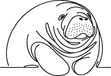 "Minimalist Manatee Illustration: A One Line Study of Gentle and Peaceful Marine Creatures"