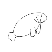 "Minimalist Manatee Animal Drawing: A One Line Study of Recognizable Marine Wildlife"