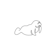 Simple One Line Manatee Drawing for Peaceful Ocean Animal Practice