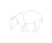 "Minimalist Tapir Drawing: Illustrating a Unique and Gentle Animal with One Line Art"