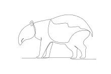 "One Line Tapir Illustration: Capturing a Unique and Gentle Animal with Minimalist Style"