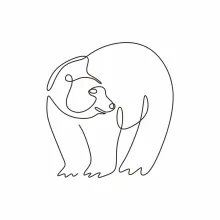 "Minimalist Bear Drawing: A One Line Study of Strength and Recognizable Wildlife Forms"