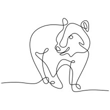 "Minimalist Bear Illustration: A One Line Study of Strength and Recognizable Wildlife Forms"