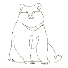 "Minimalist Bear Portrait: Sketching a Recognizable Feline Form with One Stroke"