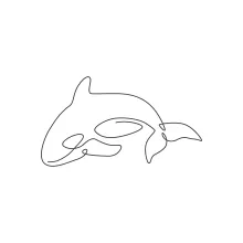 "One Line Orca Sketch: Illustrating a Powerful Ocean Predator with Minimalist Techniques"