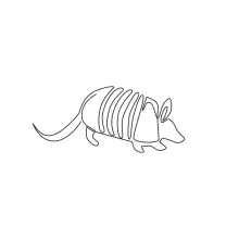 "Minimalist Armadillo Drawing: A One Line Study of Protective Wildlife Creatures"