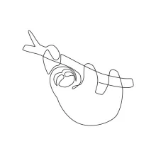 Lazy Sloth One Line Drawing: Learn Animal Shapes with Relaxed Jungle Friends