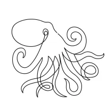 One-Line Octopus Drawing for Exploring Sea Creatures with Simple Shapes