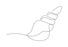 One-Line Open Oyster Shell Seashell Drawing for Balanced Line Practice