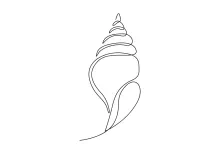 Simple Seashell One-Line Drawing for Gentle Practice in Line Direction