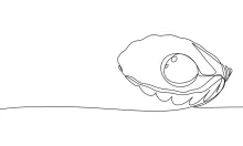One-Line Drawing of a Pearl in a Shell for Layer and Center Focus