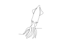 One-Line Sea Squid Drawing to Learn Composition in Ocean Scenes