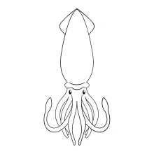 Simple Squid One-Line Drawing for Practicing Line Flow and Tentacle Layout