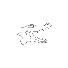 One Line Drawing of an Alligator's Head for Studying Expression