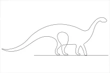 One Line Brachiosaurus Drawing: Learn to Sketch Big Dinosaur Shapes Easily