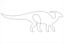 One-Line Parasaurolophus Drawing: Sketch Dinosaurs with Unique Shapes