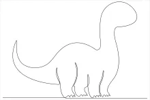 One Line Brachiosaurus Drawing for Beginners: Simple Dinosaur Sketch Practice