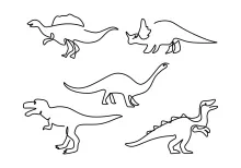 One Line Dinosaur Group Drawing: Practice Prehistoric Shapes in a Fun and Simple Way