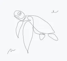 Easy Sea Turtle Drawing in One Line: Marine Animal Sketch for All Ages