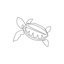 Easy One Line Drawing of a Large sea Turtle for Simple Reptile Practice