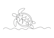 One Line Turtle Drawing: Practice Easy Shell Shapes for Daily Drawing