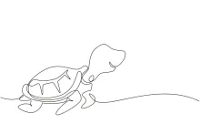 One-Line Drawing of a Funny Small Sea Turtle: Simple and Fun Ocean Art for All