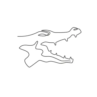 Scary head alligator Scary head alligator wild crocodile reptile animal one line-image