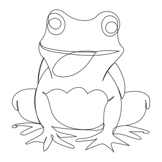 frog Frog Outline in One Line to Practice Light Touch and Line Clarity