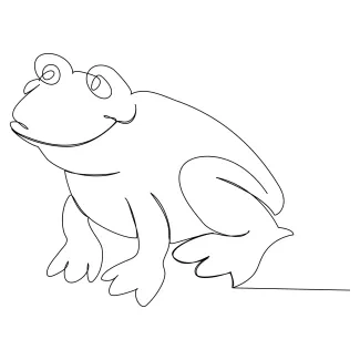 frog Side-Facing Frog Drawing in One Line to Improve Directional Drawing Skills