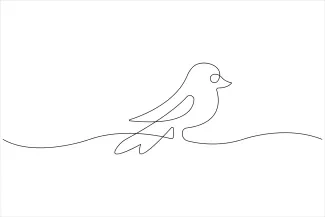 "One Line Cute Bird Sketch: A Simple Way to Illustrate Playful Animal Shapes"